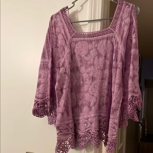 Democracy Purple Ruffled Relaxed Blouse